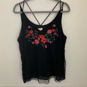 Umgee. Floral design spaghetti strap blouse.